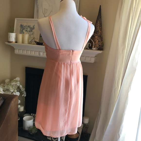Blush Ruffled Chiffon Cocktail Dress - Picture 2 of 6